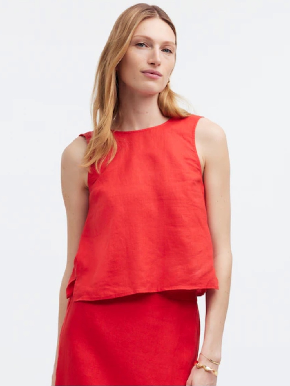 Madewell Tie Back Linen Tank Top Rouge Red 10 - Picture 2 of 8